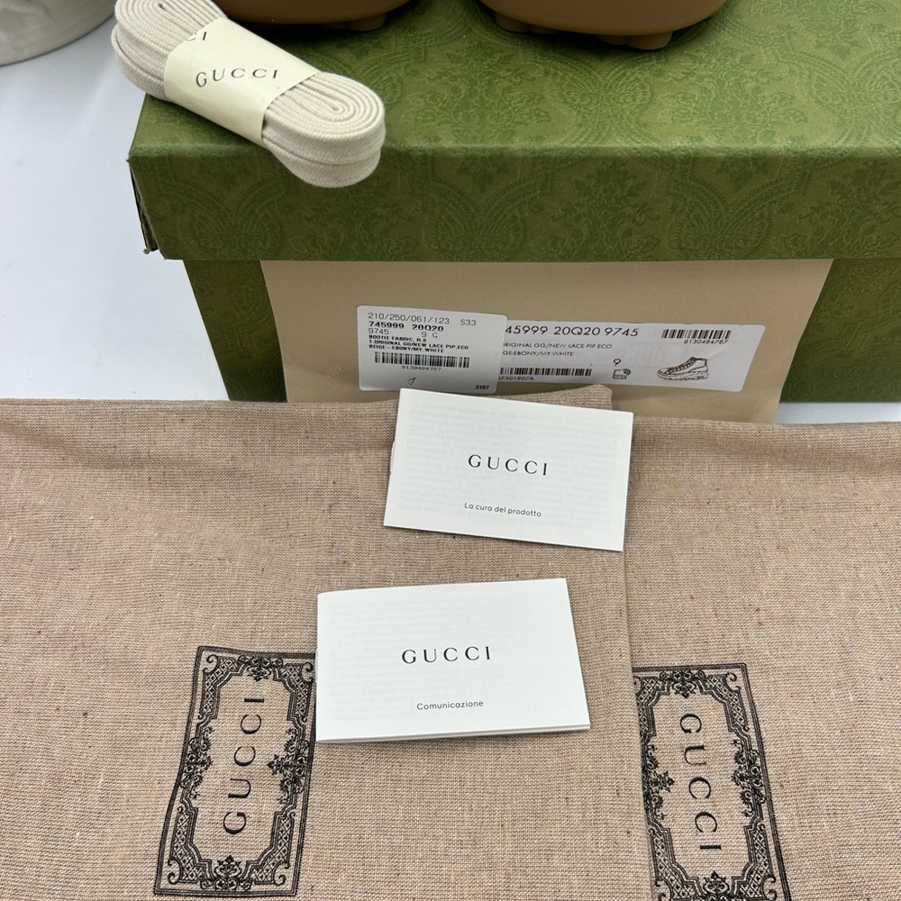 Men's Gucci  tennis 1977 high top canvas sneakers size 9, made in Italy - Picture 6 of 9